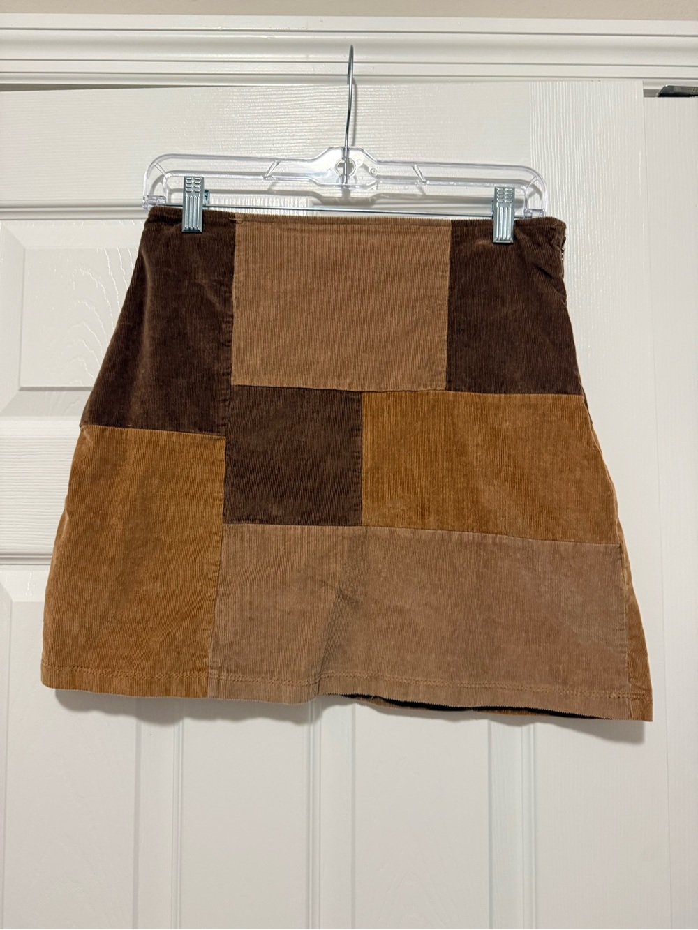 Hollister Patchwork Corduroy Mini Skirt in Mixed Brown Tones